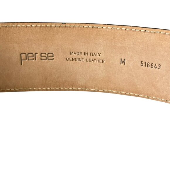 Per Se Women’s Medium Black Leather Y2K Wide statement Belt Double Buckle Italy main image 6